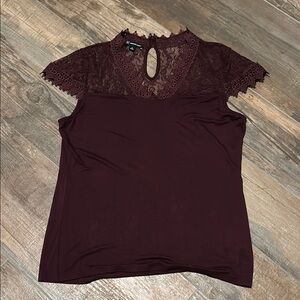 Elegant Lace Trim INC Burgundy Top